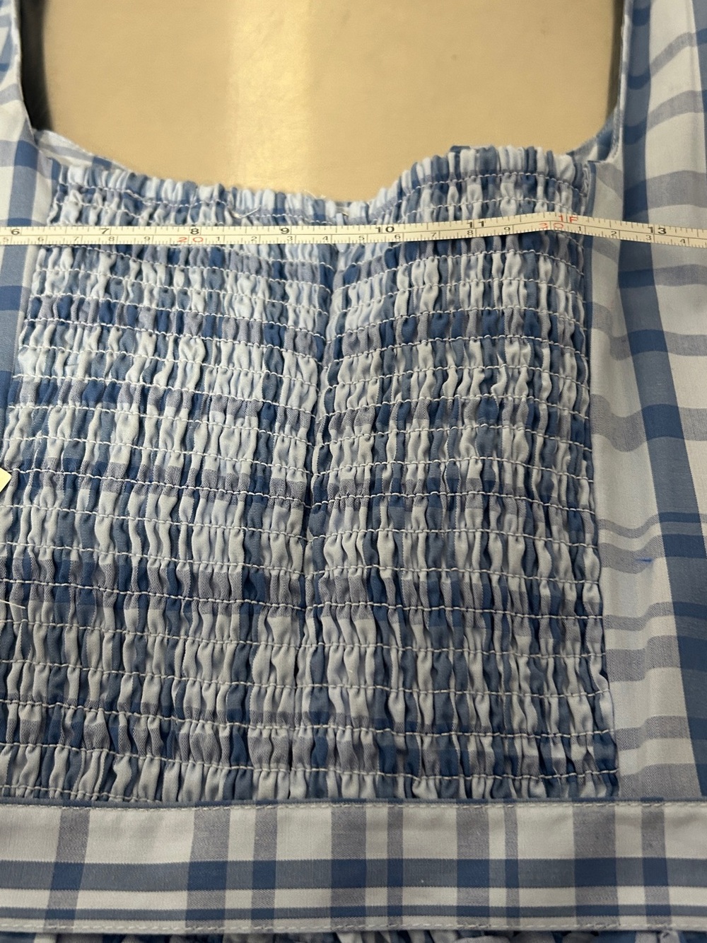 Free Assembly Blue Plaid Midi Dress Size L 12-14 NWT Cottagecore - Picture 11 of 12